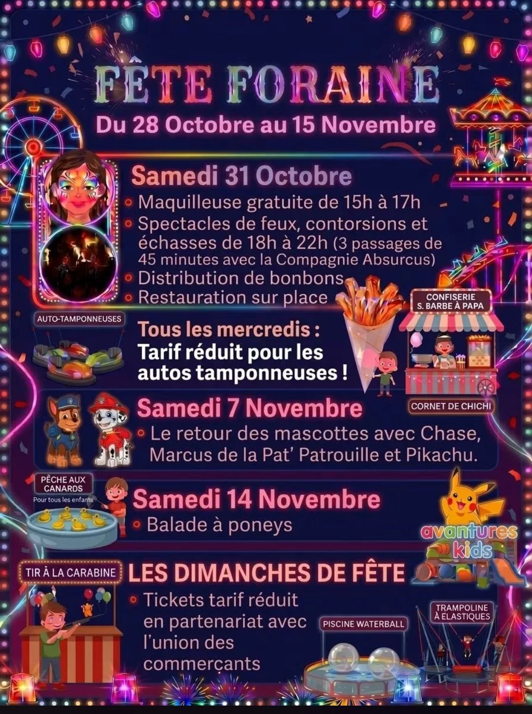 Fête foraine de Saint-Méen-le-Grand : manèges et animations